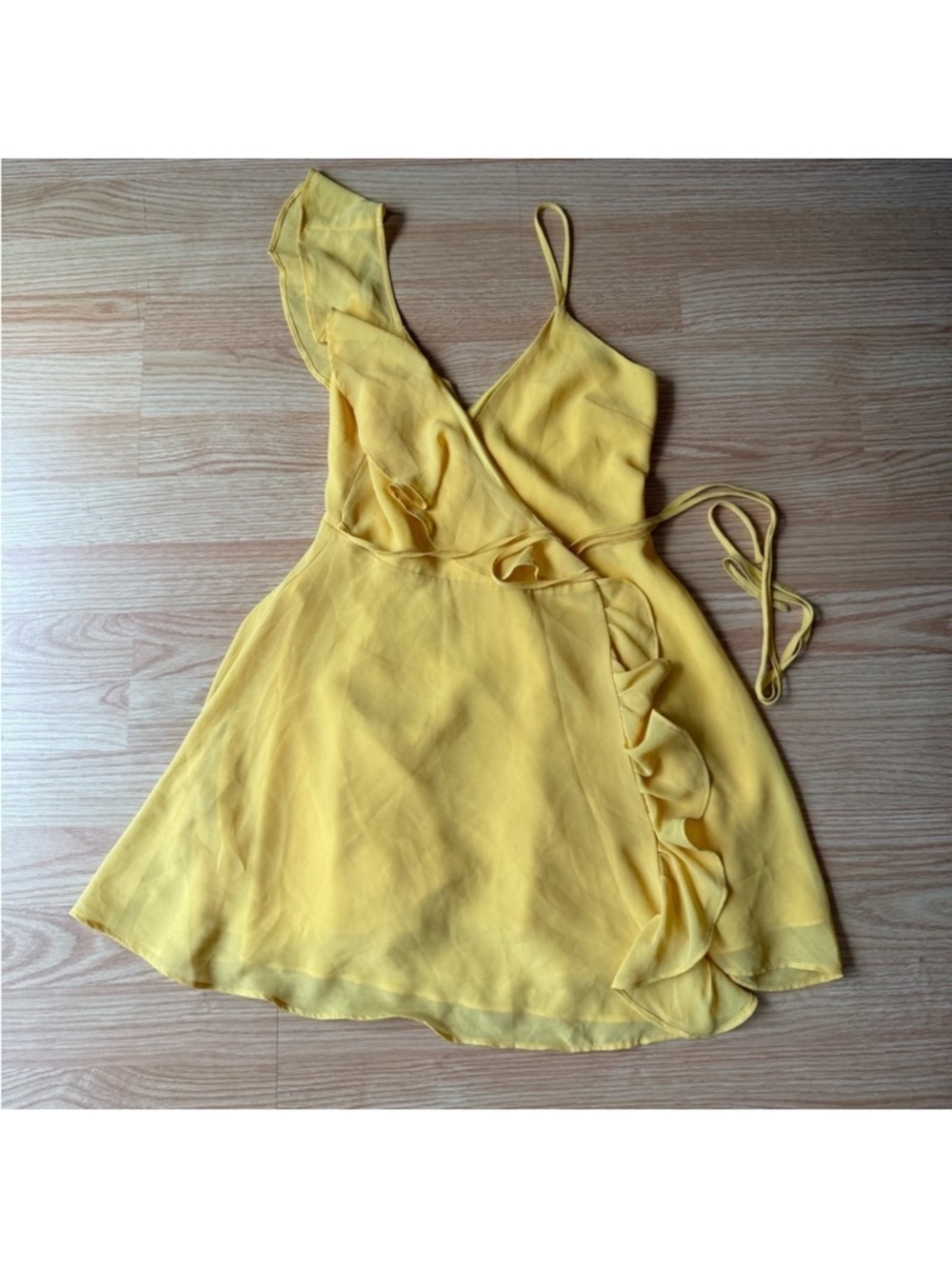 LPA Yellow Ruffle V-Neck Mini Dress - Picture 2 of 2
